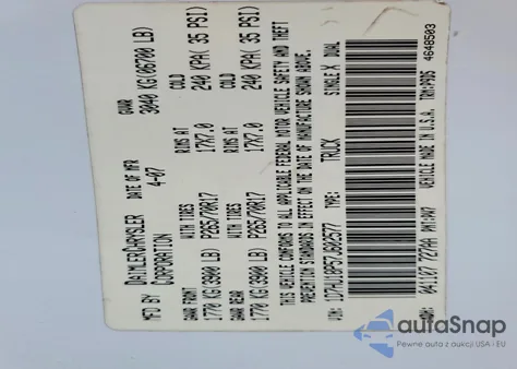 2007 Dodge Ram 1500 St z USA, uszkodzony, nr VIN 1D7HU18P57J602577